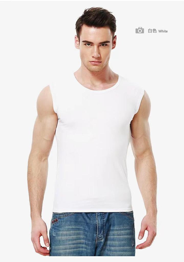 Men's Breathable Wide Shoulder Tank Top - Black & White Sleeveless Fitness Vest