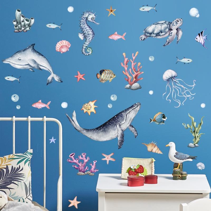 Luminous Ocean Animal Wall Sticker For Kids Bedroom Decor Baby Room Fluorescent Night Llight Whale Sticker Shines In The Dark