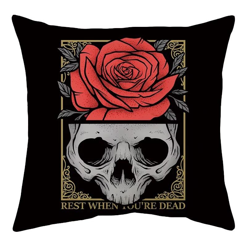 Black Party Halloween Ghost Skull Pumpkin Decorative Cushion Cover Polyester Throw Pillow Cover Pillow Case 45X45Cm