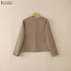 ZANZEA Women Casual Round Neck Long Sleeve Thin Woolen Jackets