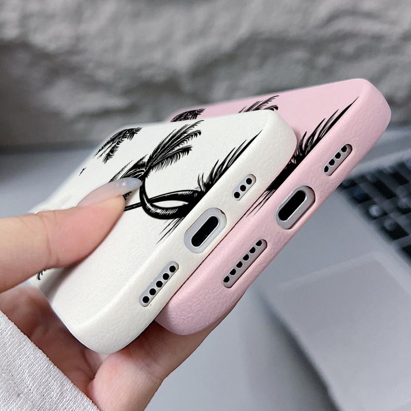 Für iPhone 16 Pro Max 16E 15 14 Pro 13 12 11 Handyhülle Kokospalmenmuster Schlank Weich TPU Sturzsicher Stoßfest Matt Bumper Cover