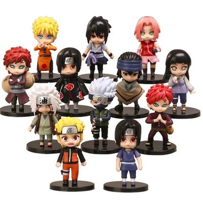 12ks Naruto Shippuden Anime Akční Figurky Sada Hinata Sasuke Itachi Kakashi Gaara Q Verze PVC Hračky pro Děti Vánoční Dárky