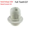 E27 E14 Lamp Bulb Holder Edison Screw Cap Socket 250V 4A/2A White/Black Half/Full Tooth Screw Led Bulb Light Base 1PCS