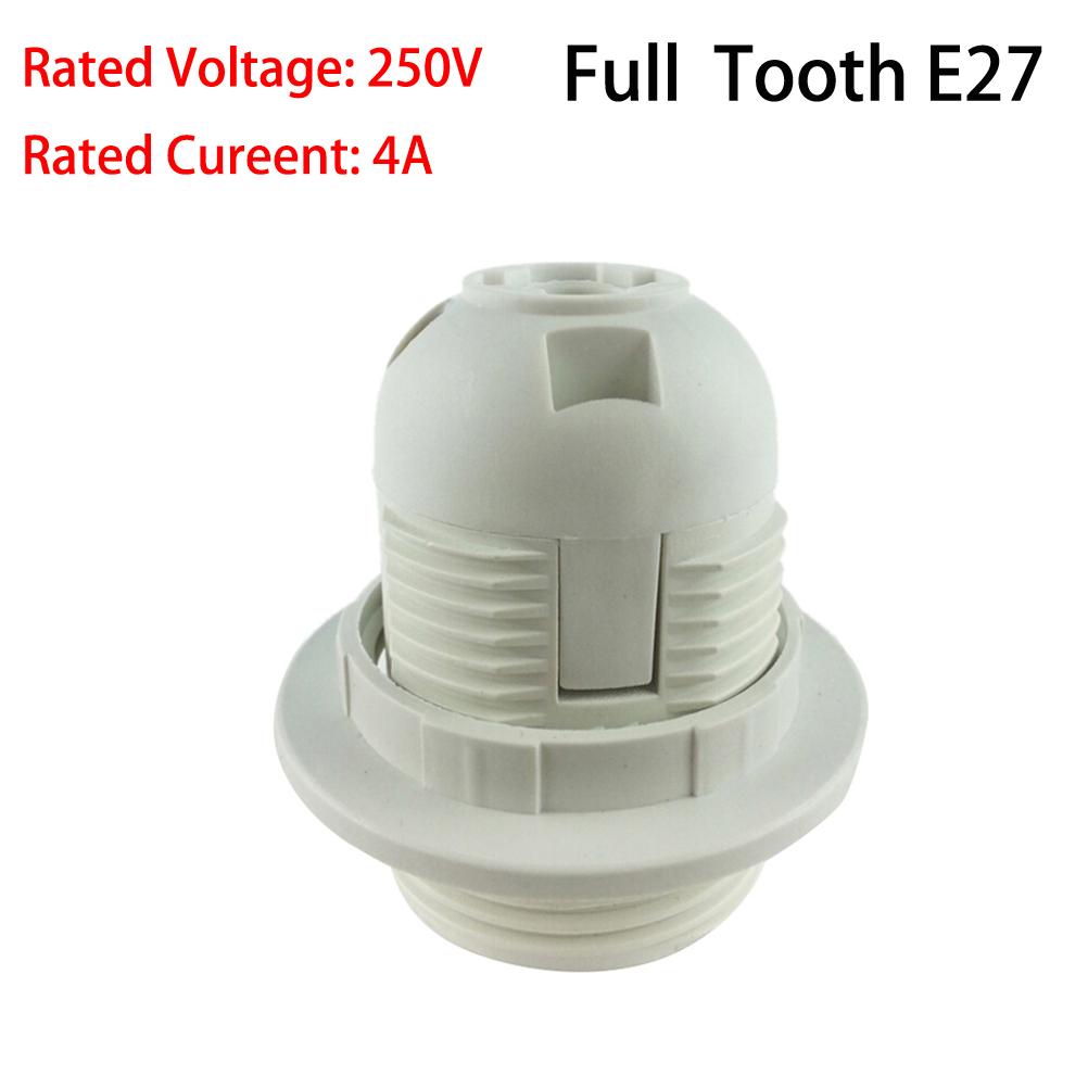 E27 E14 Lamp Bulb Holder Edison Screw Cap Socket 250V 4A/2A White/Black Half/Full Tooth Screw Led Bulb Light Base 1PCS