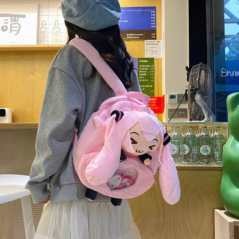 Miku Hatsune Plush Toy Backpack Cartoon Bag With Adjustable Shoulder Straps