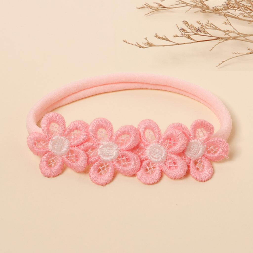 2025 New Spring-Summer Baby Headbands Solid Color Floral Kids Hair Accessories Soft Nylon Infant Headwear Gentle Cute Must-Have