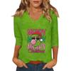 Women's Casual Fashionable Sexy Comfortable V-Neck Christmas Three-Quarter Sleeve Top