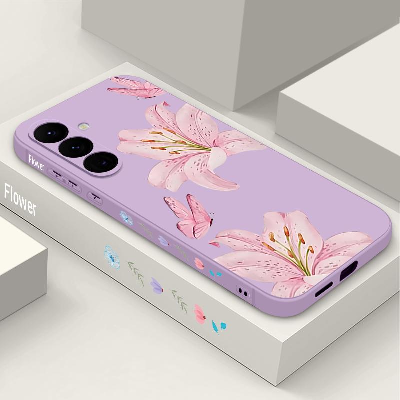 Floral Pattern Case For Samsung Galaxy S26 S25 Ultra S24 S23 S22 Plus S21 FE A15 A16 A17 A35 A36 A54 A55 A56 5G Soft Cover