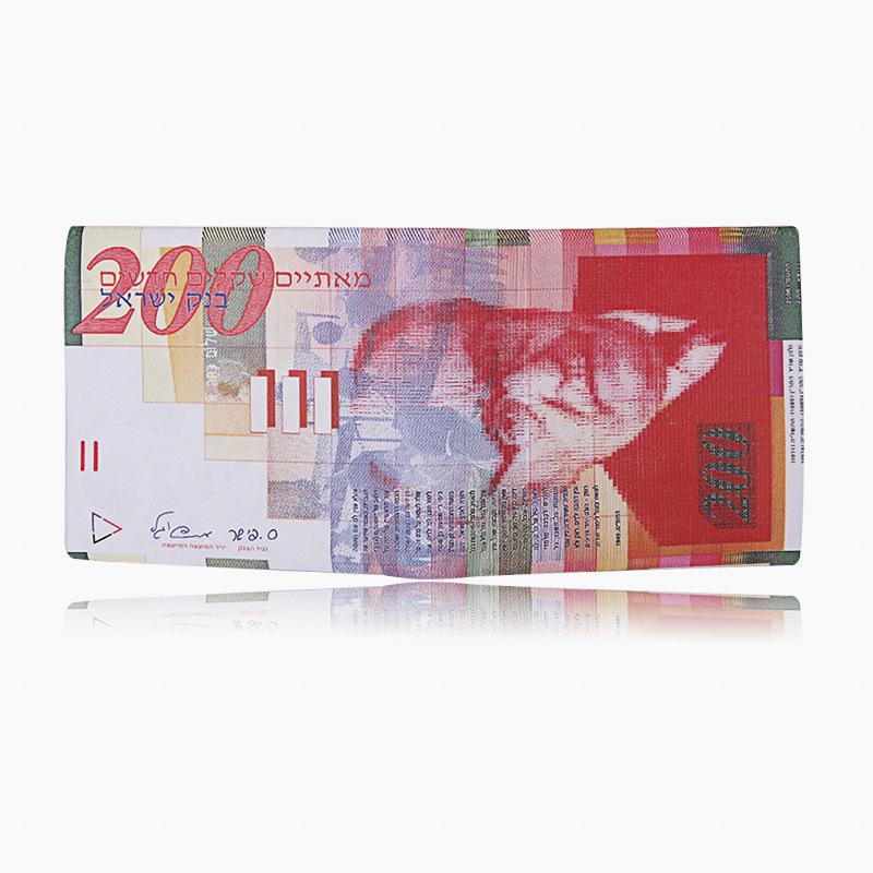 Unisexová krátká peněženka s kreativními vzory měn z různých zemí