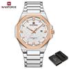 NAVIFORCE Simple Watch for Men Stainless Steel Strap Calendar Movement Luminous Pointer Waterproof 3ATM Casual Fashion Men's Watch NF9245