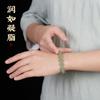 Collectible natural Hetian jade bracelet for women, high-quality ice-clear jadeite, men's round bead bracelet