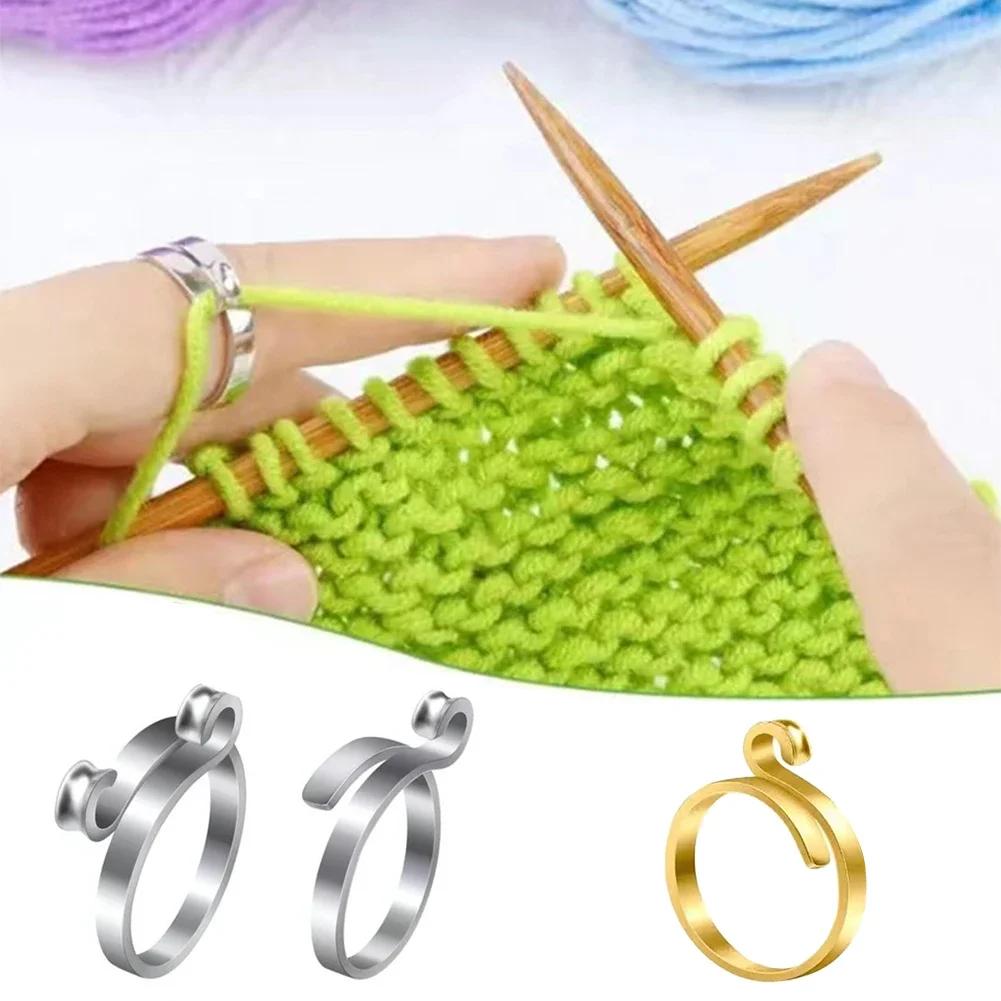Unisex Knitting Loop Needle Adjustable Crochet Hook Yarn Guide Finger Frame Winding Tool Top Needle