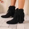 Fashion New Women Boots Vintage Chunky Heel Pointed Toe Autumn Retro Shoes Comfortable Anti-slip Platform Ankle Boots Zapatos De Mujer