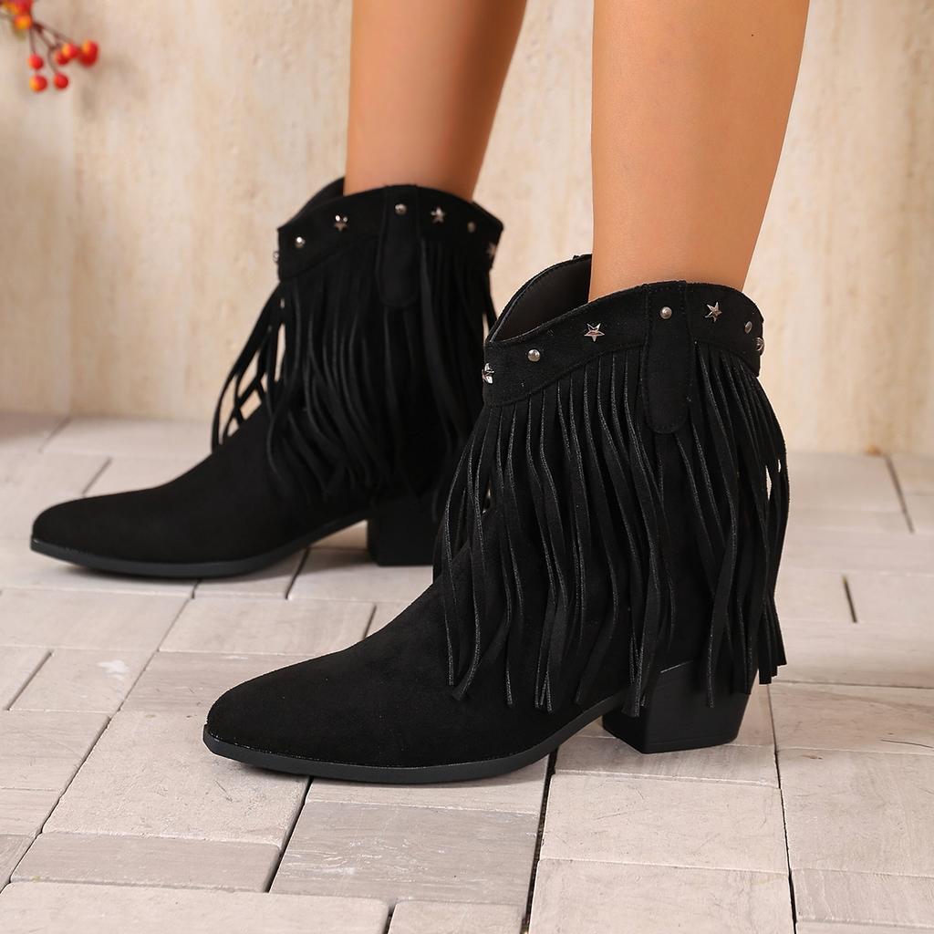 Fashion New Women Boots Vintage Chunky Heel Pointed Toe Autumn Retro Shoes Comfortable Anti-slip Platform Ankle Boots Zapatos De Mujer