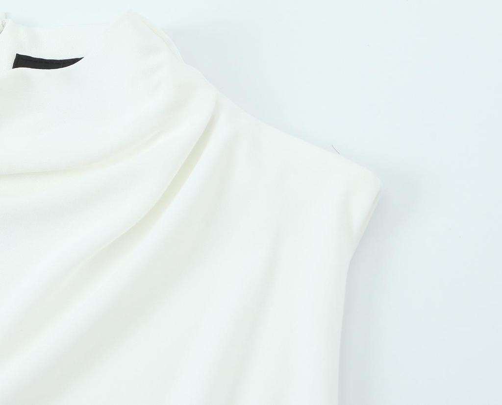 2025 Spring Women's European & American Style Knitted Ruffle Sleeveless Dress