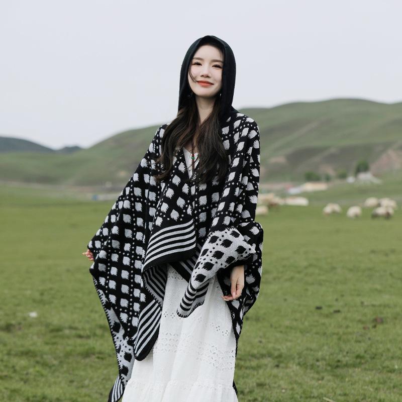 Pele amigável e respirável quente e versátil casa, outono e inverno xale de viagem feminino, capa grossa, cobertor de ar condicionado