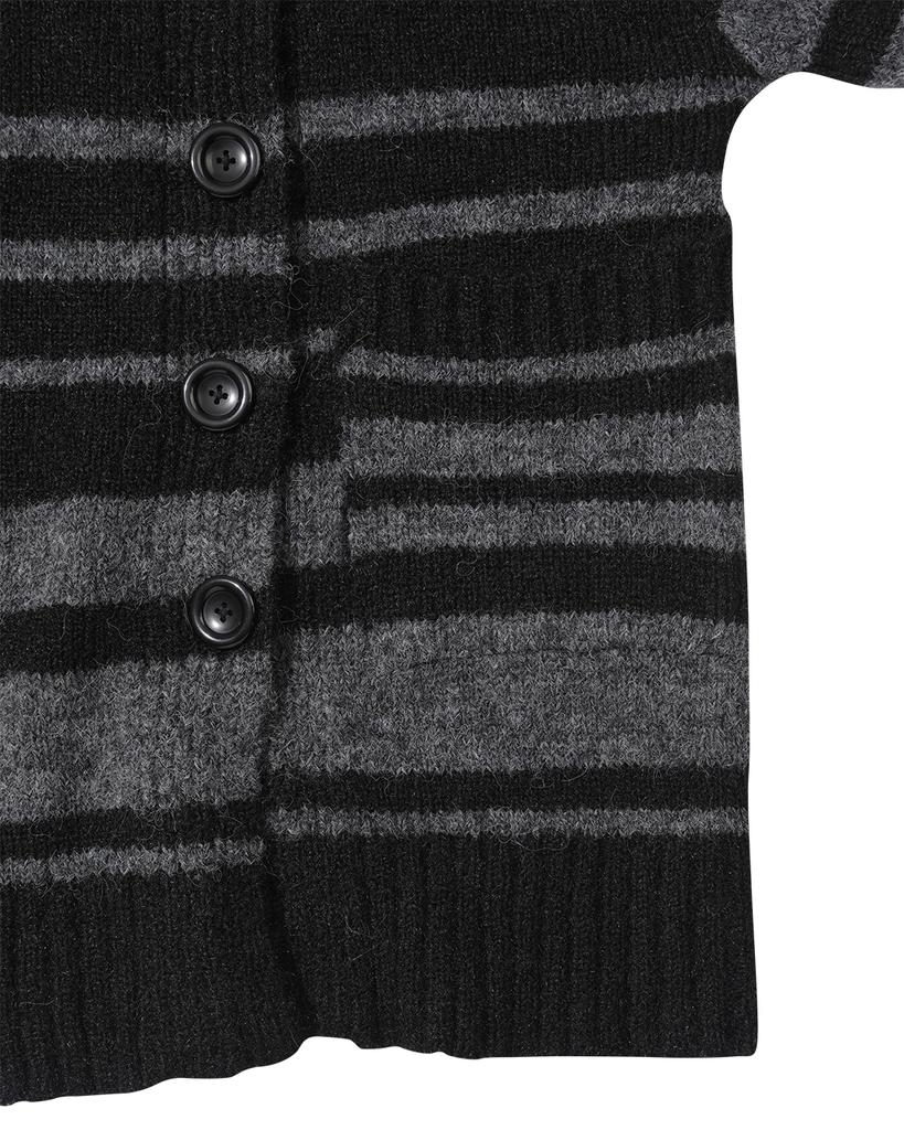 THEMUSEUMVISITOR Stripe Knit Zipup (Black)