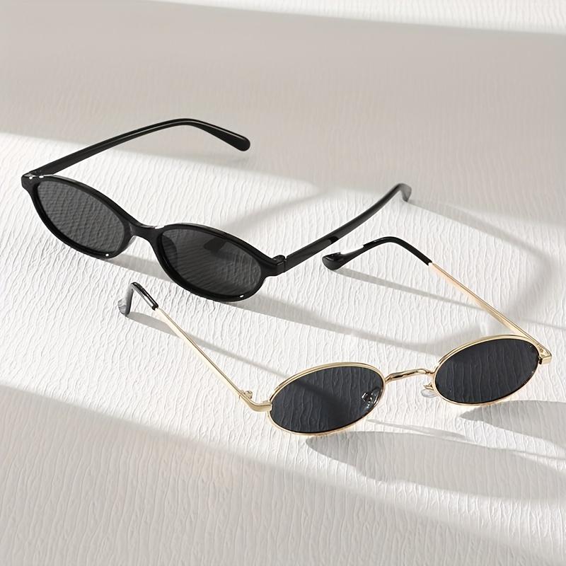 Non-polarized 2PCS Retro Classic Small Frame Oval Sunglasses Women/Men Sun Glasses