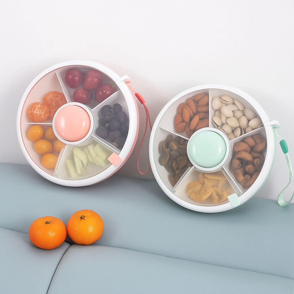 5 Compartments Snack Spinner Portable Sealed Fruit Tray Candy Box Snack Storage Box  Kids Snack