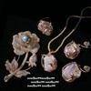 Monet'S Garden, Rose Jewels, Brooch, Tahiti, Baroque Pearls, Vine Zircon Necklace, Earrings