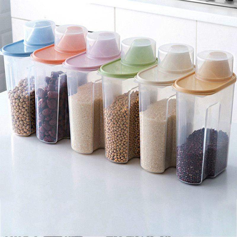 Containers Cereal 4x Dispenser Dry Food Storage Kitchen 25l Clear With Lid Pour