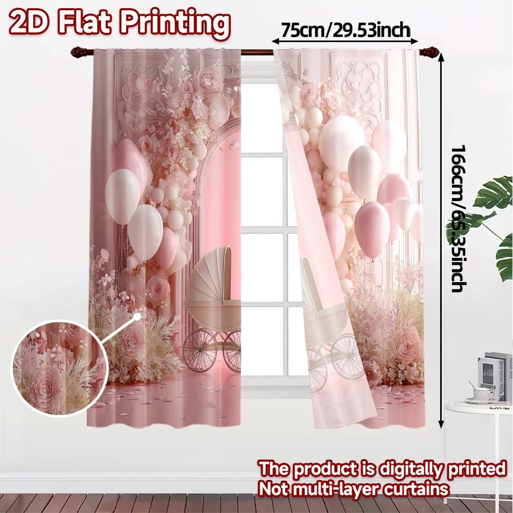 2pcs   2D FLAT PRINTING Curtains (Without Rod) Blossom Bliss Minimalist Popular Curtains Versatile Polyester Curtains Outdoor
