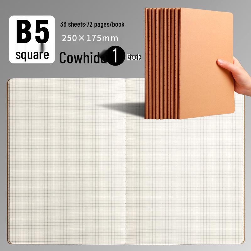 Caderno A5/A4 de Papel Kraft Preto com Páginas Pautadas, Quadriculadas e em Branco - Livro Extra Grosso com Costura Sela