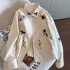 Vintage Flower Bird Embroidery Thin Jacket for Women Spring Autumn Casual Loose Versatile Zip Daily Outerwear
