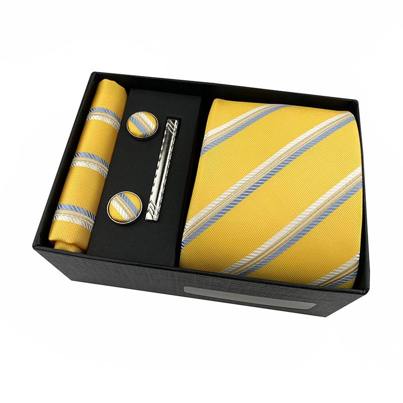 Paisley Men'S Tie Square Cuff Tie Clip Gift Box Set Business Casual Tie Black Gift Box