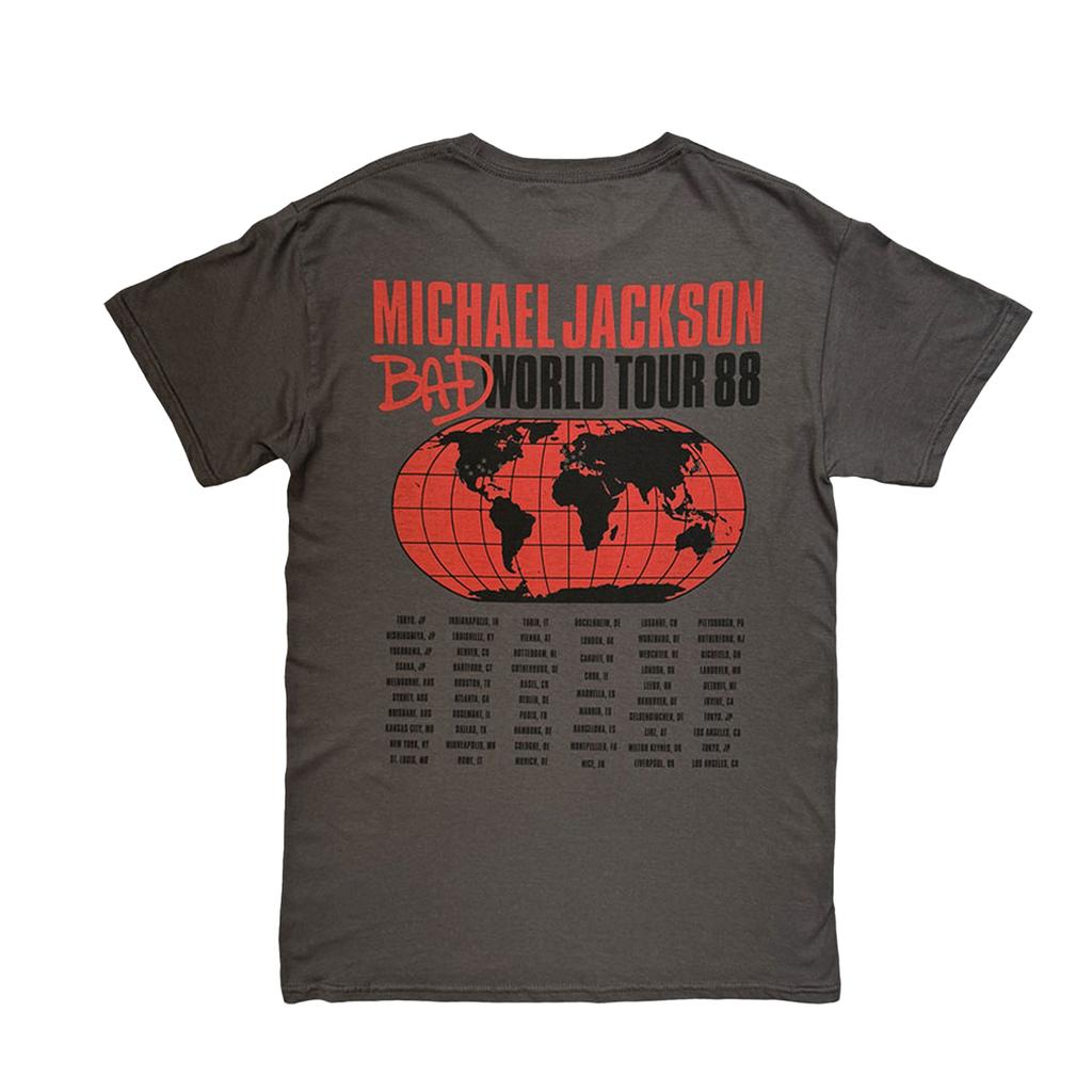 Michael Jackson Unisex Adult Bad World Tour 88 Back Print T-Shirt