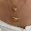 Stainless Steel Necklace Love Heart/Bowknot Adjustable Neck Chain for Women Layering Elegant Jewelry Gift