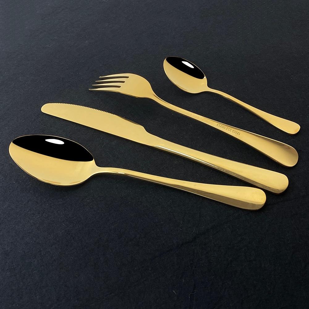 4Pcs Mirror Dinnerware Set Stainless Steel Flatware Cutlery Rainbow Set Kitchen Dinner Spoon Silverware Kitchen Tableware Set
