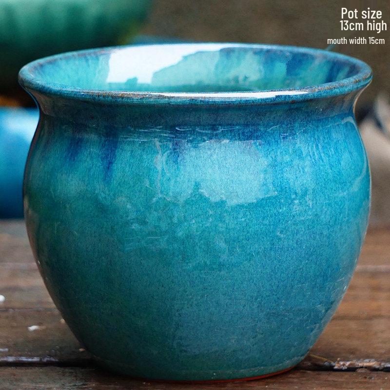 Medium Handmade Ceramic Footed Planter: Breathable, Colored Glaze for Succulents & Green Plants