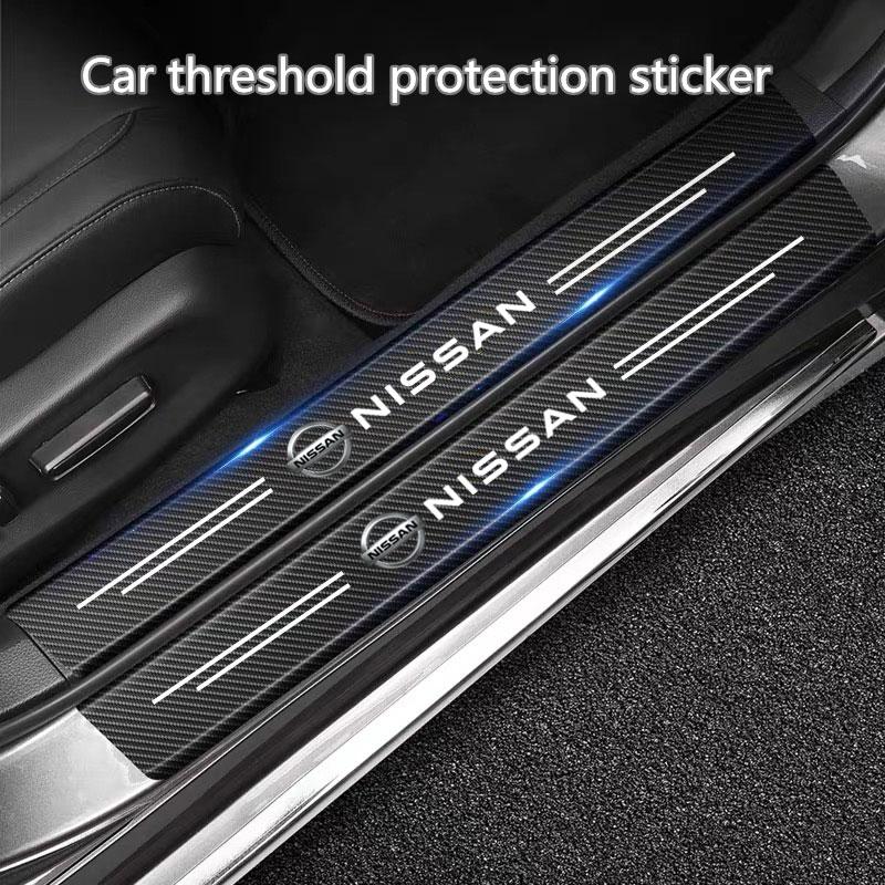 Car Door Sill Stickers Anti-scratch Decorative Trim For Nissan Sentra Serena Maxima Versa Juke Rogue Tiida X-trail Accessories