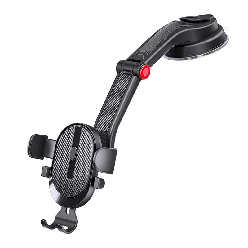 Auto-Locking Telescopic Car Phone Holder with Suction Cup & Air Vent Mount