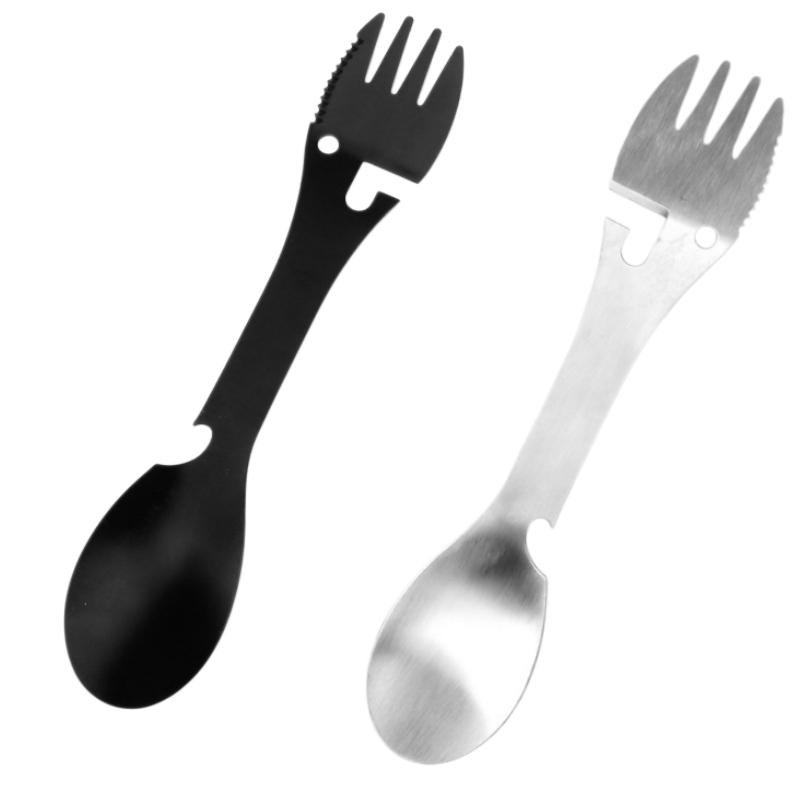 7 in 1 Multifunktionales Outdoor-Geschirr Edelstahl Faltbare Gabel Löffel Messer Picknick Camping Wandern Reisen Essgeschirr