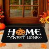Dark Pumpkin Letter Halloween Outdoor Floor Mat - Horror Playful Jack-O'-Lantern Style Doormat, Non-Slip Wear-Resistant Indoor Carpet, Suitable for Fr