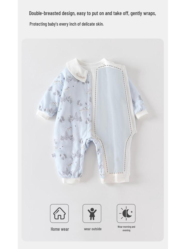 Gesteppter Langarm-Baby-Strampler: Warmer Herbst-/Winter-Einteiler (120g)