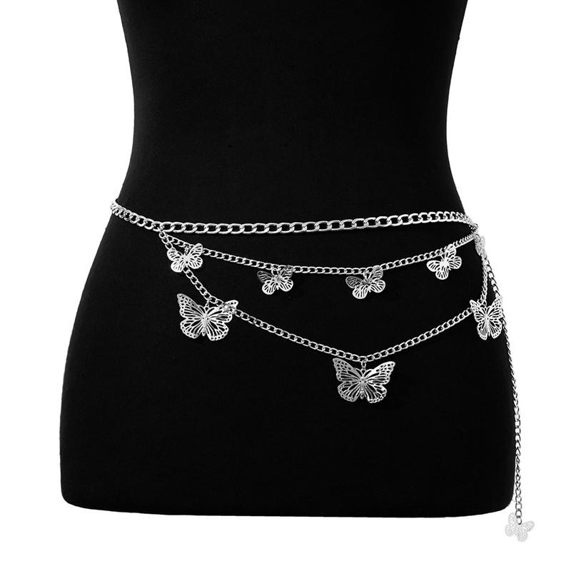Punk Metal Three-dimensional Hollow Butterfly Waist Chain Trend Metal Body Chain Hip-hop Sexy Summer Beach Jewelry