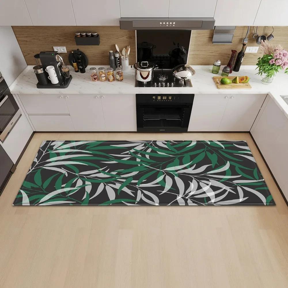 Tropical Plant Illustration Pattern Home Kitchen Floor Mat Door Front Decoration Floor Mat