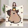 Super Warm Blanket Decorative Capybara Cartoon Throw Blanket Flannel Bedspread For Home Decor Fluffy Sofa Bed Cover