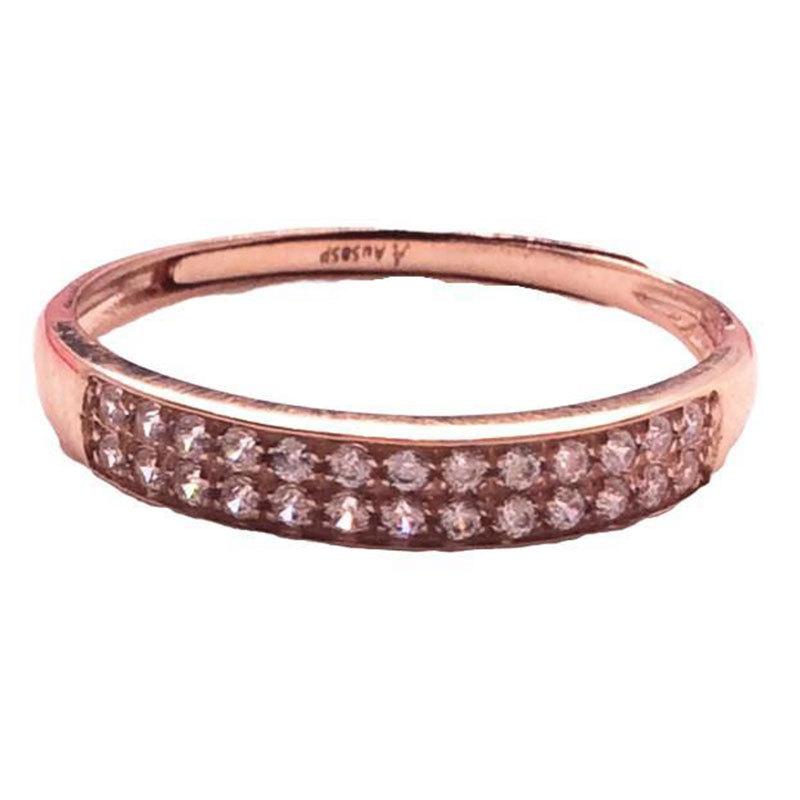 Russian Purple Gold Inlaid Zircon Ring 585 Color Gold Simple Trendy Temperament Rose Gold Plated Live Finger