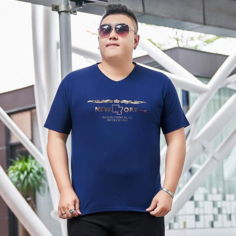 

Модная молодежная футболка больших размеров с короткими рукавами Fat Man s Plus Size Очень большая футболка из ледяного шелка Fat Man Cool Feeling 7XL синий