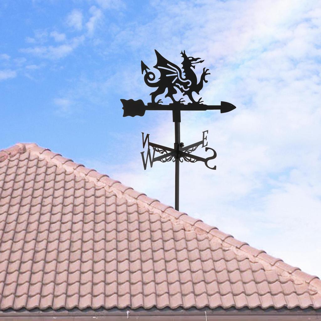 Iron Weather Vane, Roof Fence Mount , Wind Direction Indicator for Farmhouse Ornament Measuring