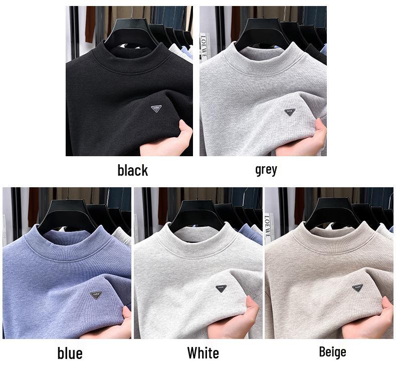 Men's High-Quality Anti-Pilling Hoodie - Autumn/Winter 2025, Plus Velvet, Thickened, Half-High Collar, Casual and Warm.