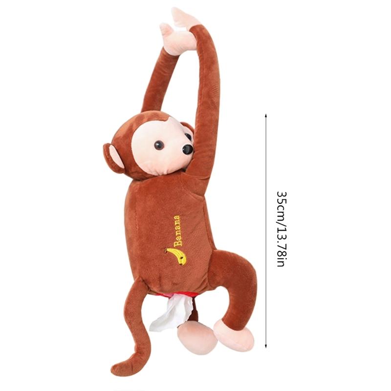 Cute Plush Monkey Hanging Tissue Boxes Animal Napkin Tissue Paper Boxes Holder for Car Home Garden Kitchen Storage