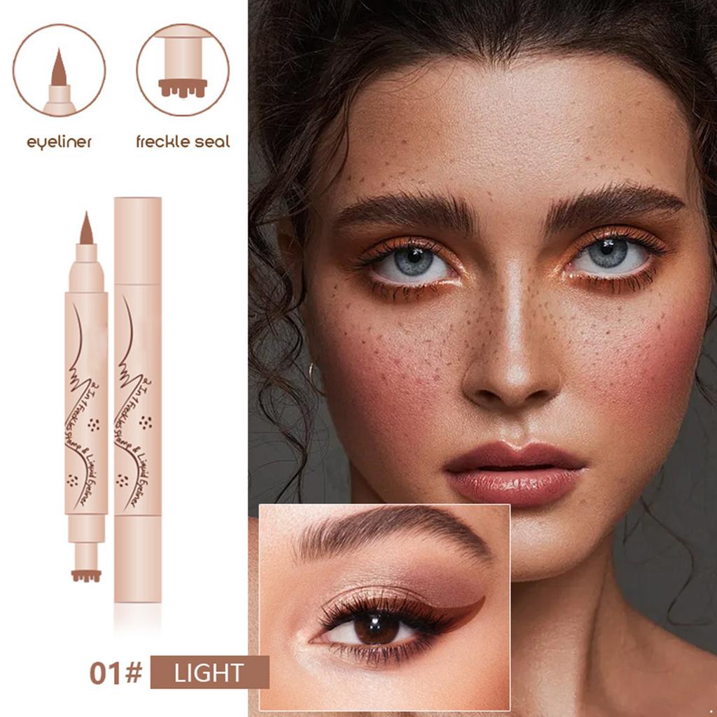 2-in-1 Sommersprossenstift & Eyeliner, Fälschung Stempel Make-up Werkzeug für realistisches Aussehen, Wasserdichte und schnell trocknende Formel, Einfache Anwendung
