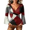 Women's Casual V-Neck Long Sleeve Floral Print Blouse
