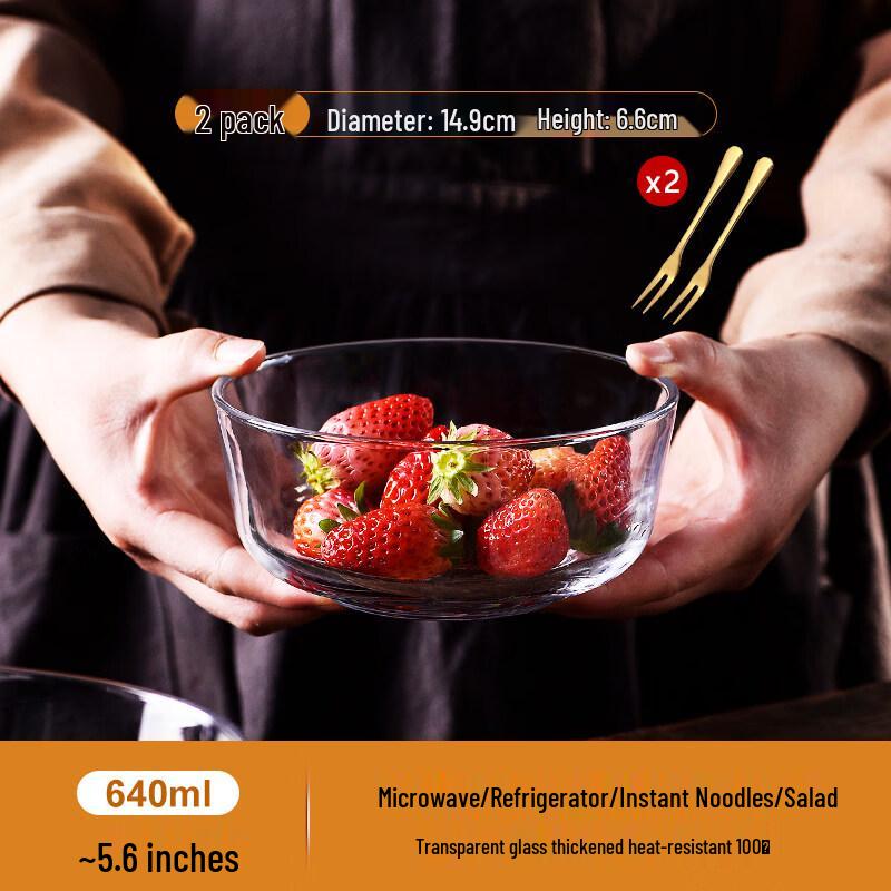Star Marked Heat-Resistant Glass Salad Bowl