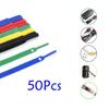 50 Pcs Releasable Cable Ties Colored Plastics Reusable Cable Ties Nylon Loop Wrap Zip Bundle Ties T-type Cable Tie Wire